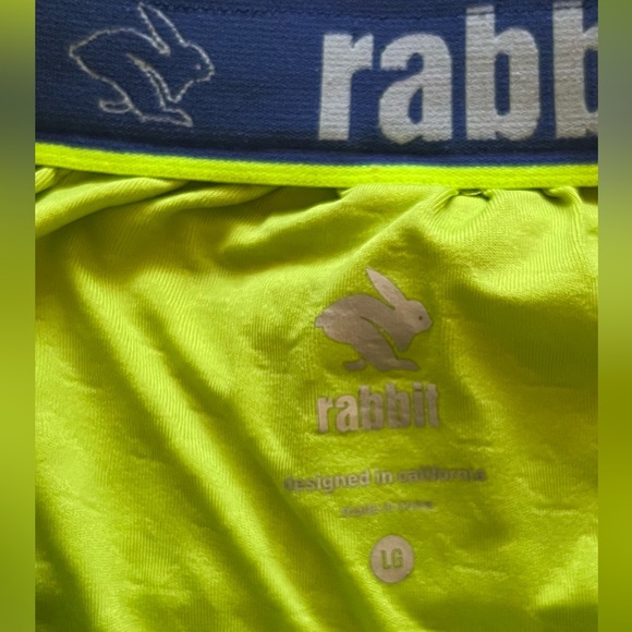 Vibrant Rabbit Running Yellow Women's Athletic Shorts with Blue Trim 🏃♀️ - Picture 2 of 6